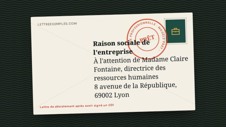Lettre de désistement après avoir signé un CDI