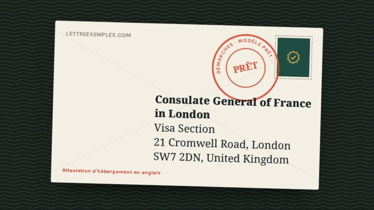 Attestation d'hébergement en anglais