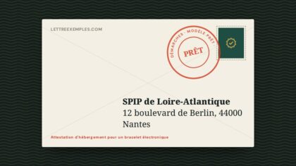 Attestation d'hébergement pour un bracelet électronique