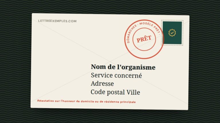 Attestation sur l'honneur de domicile ou de résidence principale