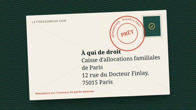 Attestation sur l'honneur de garde alternée