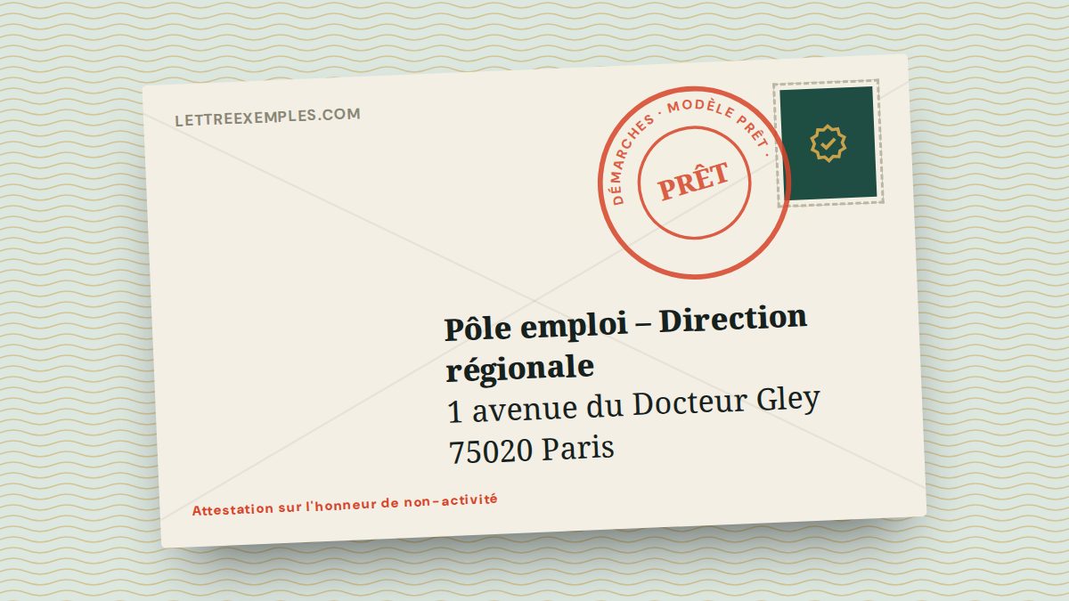 Attestation sur l'honneur de non-activité