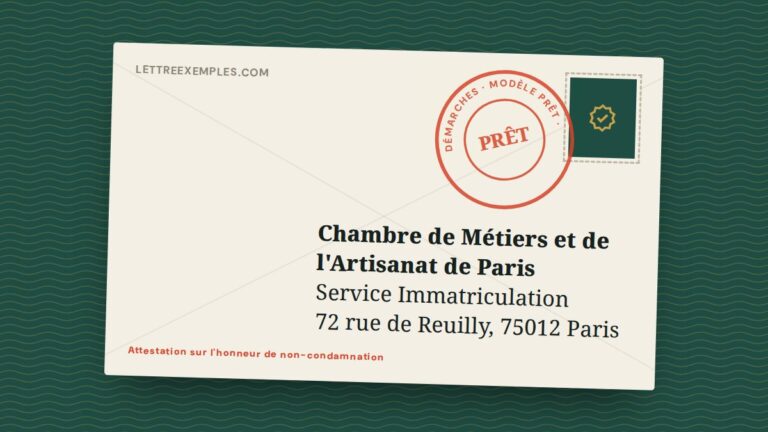 Attestation sur l'honneur de non-condamnation