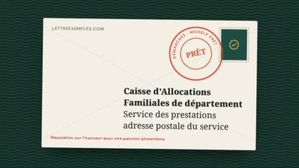 Attestation sur l'honneur pour une pension alimentaire