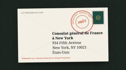 Attestation sur l'honneur de prise en charge financière
