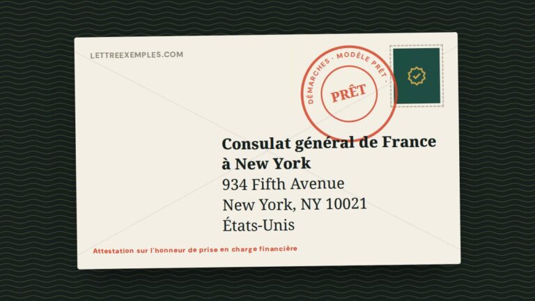 Attestation sur l'honneur de prise en charge financière