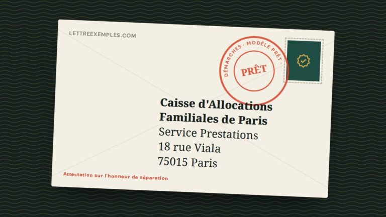 Attestation sur l'honneur de séparation