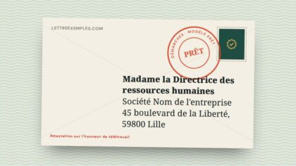 Attestation sur l'honneur de télétravail