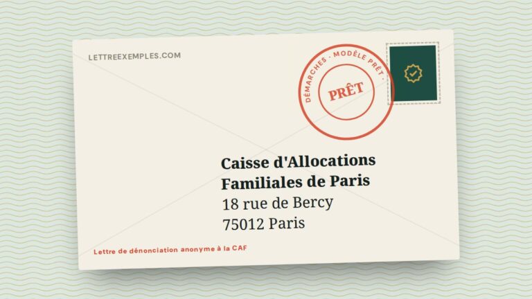 Lettre de dénonciation anonyme à la CAF