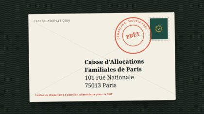 Lettre de dispense de pension alimentaire pour la CAF