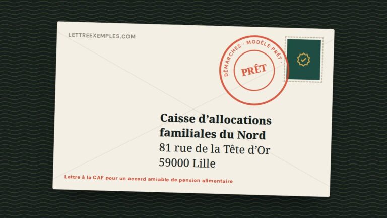 Lettre à la CAF pour un accord amiable de pension alimentaire