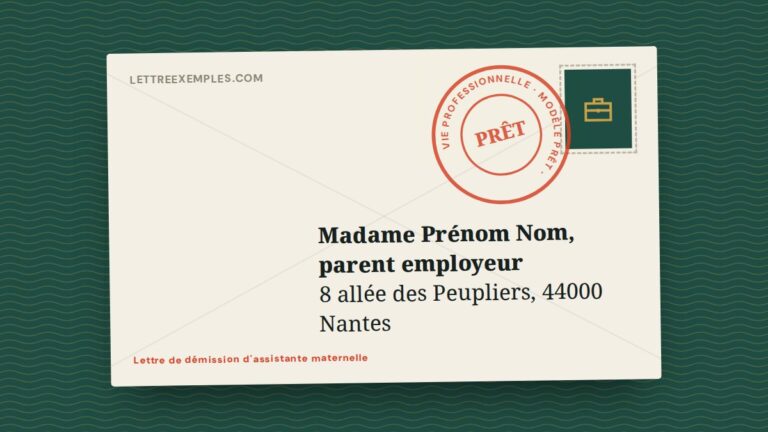 Lettre de démission d'assistante maternelle