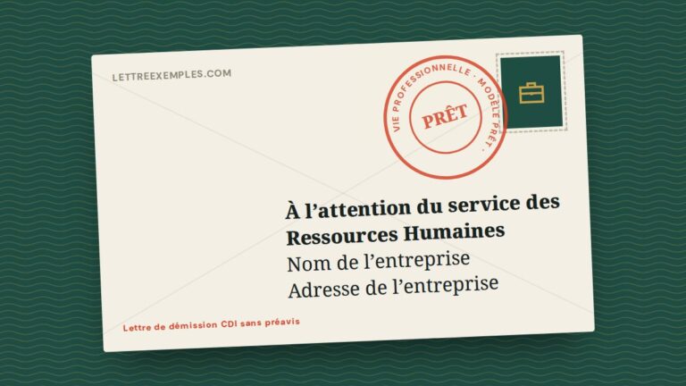 Lettre de démission CDI sans préavis