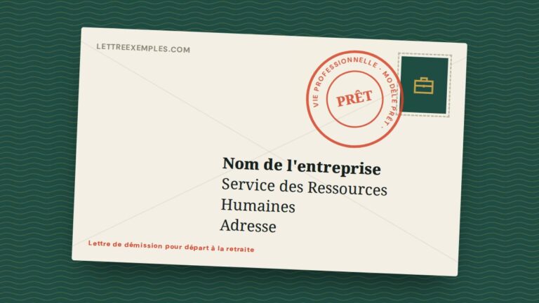 Lettre de démission pour départ à la retraite