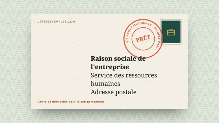 Lettre de démission pour raison personnelle