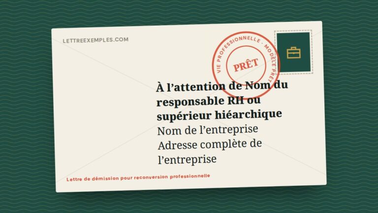 Lettre de démission pour reconversion professionnelle