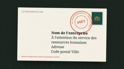 Lettre de démission dans le transport routier