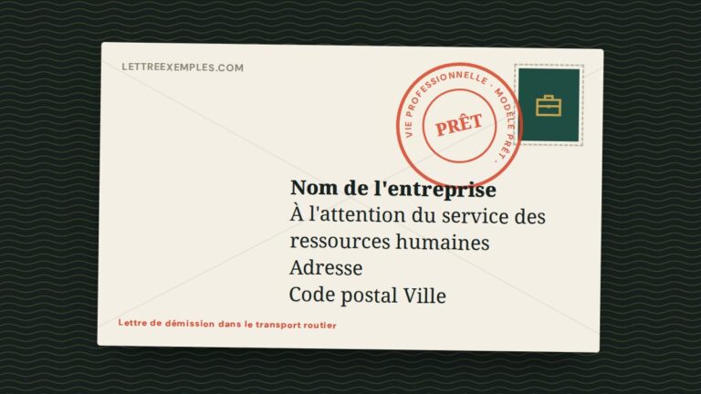Lettre de démission dans le transport routier
