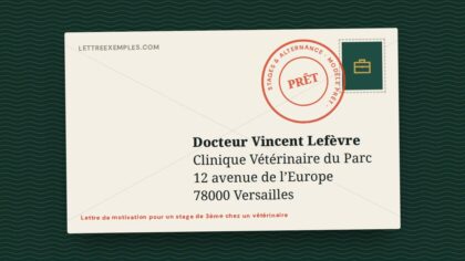 Lettre de motivation pour un stage de 3ème chez un vétérinaire