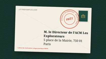 Lettre de motivation stage pratique BAFA
