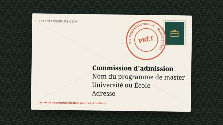 Lettre de recommandation pour un étudiant
