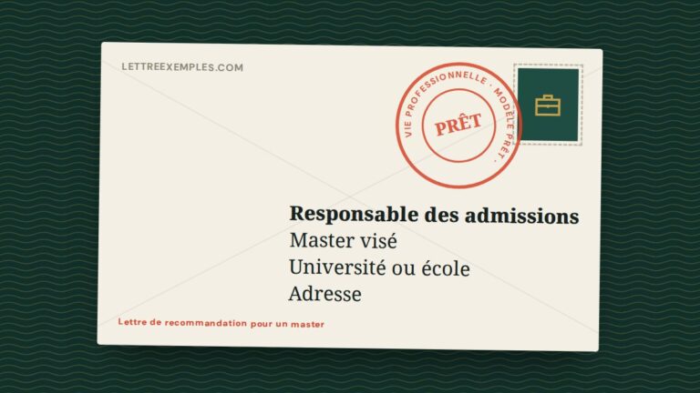 Lettre de recommandation pour un master