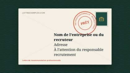 Lettre de recommandation professionnelle
