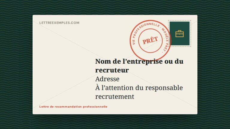 Lettre de recommandation professionnelle