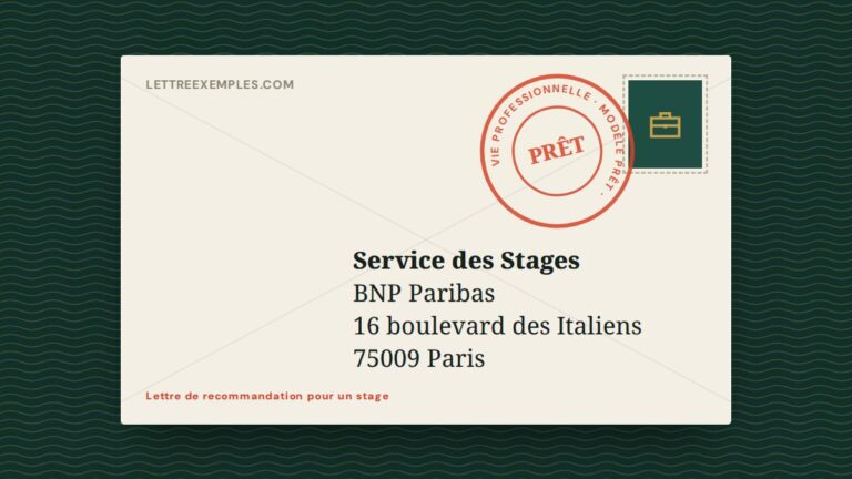 Lettre de recommandation pour un stage