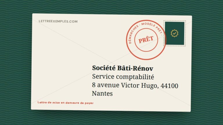 Lettre de mise en demeure de payer