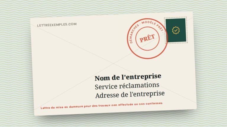 Lettre de mise en demeure pour des travaux non effectués ou non conformes