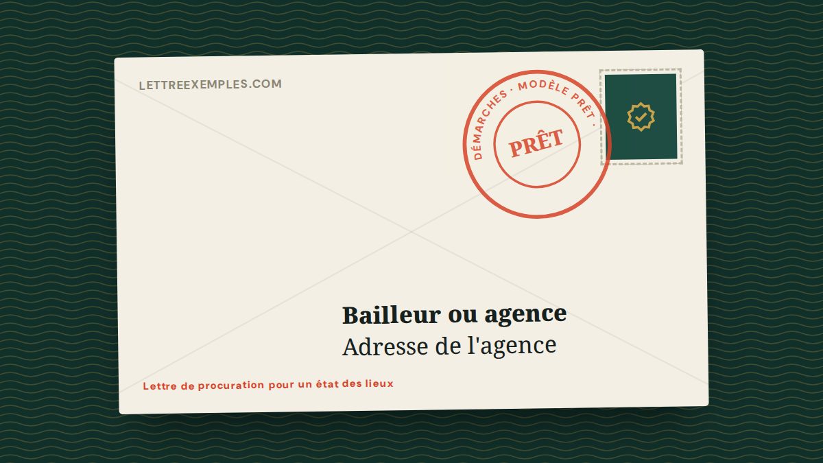 Lettre de procuration pour un état des lieux