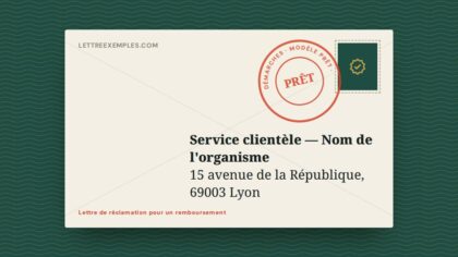 Lettre de réclamation pour un remboursement
