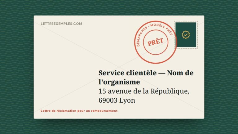Lettre de réclamation pour un remboursement