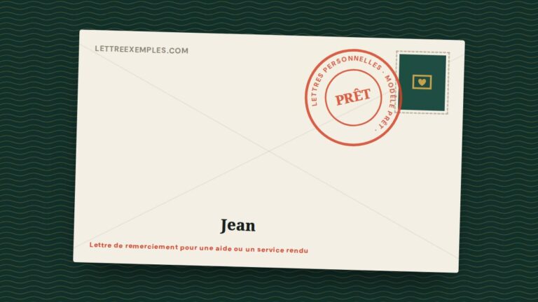 Lettre de remerciement pour une aide ou un service rendu