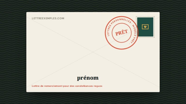 Lettre de remerciement pour des condoléances reçues