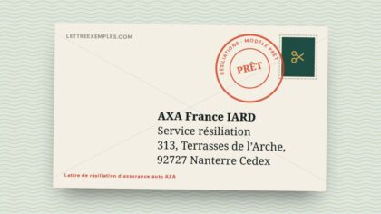 Lettre de résiliation d'assurance auto AXA