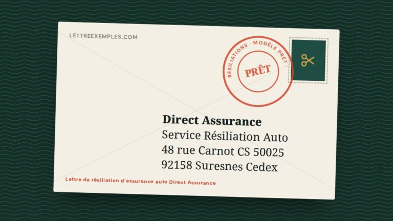 Lettre de résiliation d'assurance auto Direct Assurance