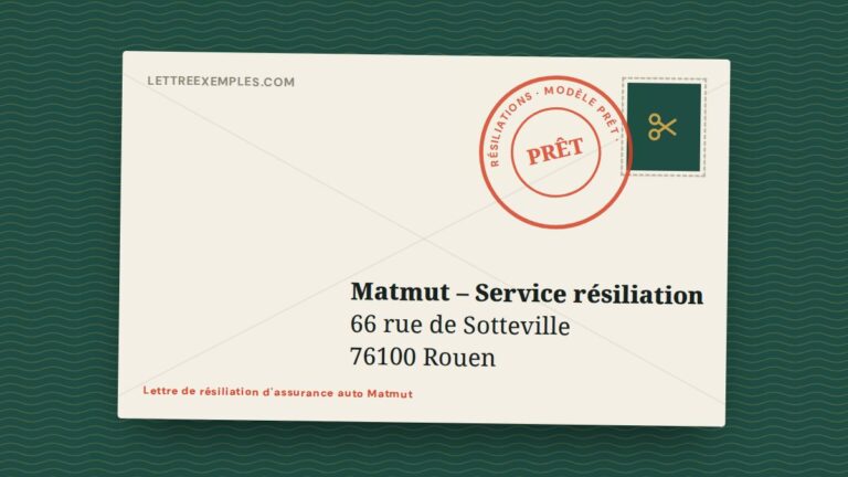 Lettre de résiliation d'assurance auto Matmut