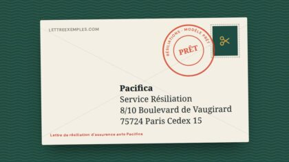 Lettre de résiliation d'assurance auto Pacifica