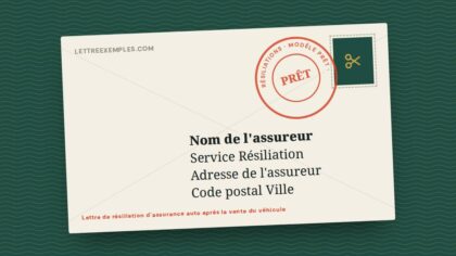 Lettre de résiliation d'assurance auto après la vente du véhicule