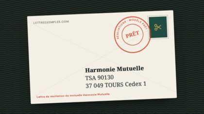 Lettre de résiliation de mutuelle Harmonie Mutuelle