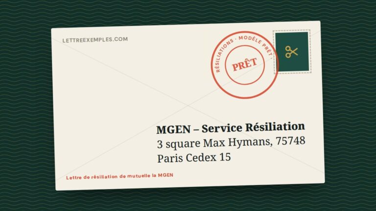 Lettre de résiliation de mutuelle la MGEN