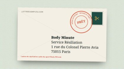 Lettre de résiliation salle de sport Body Minute