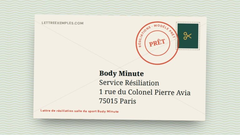 Lettre de résiliation salle de sport Body Minute