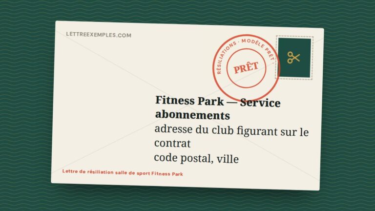 Lettre de résiliation salle de sport Fitness Park