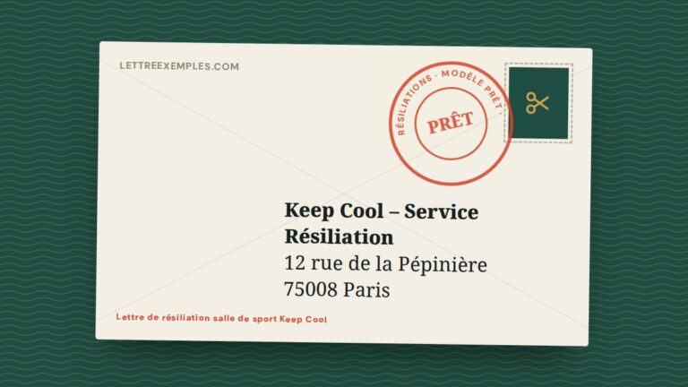 Lettre de résiliation salle de sport Keep Cool