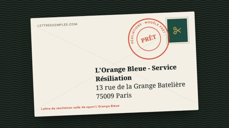 Lettre de résiliation salle de sport L'Orange Bleue