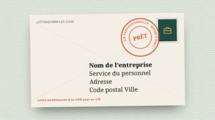 Lettre de démission d'un CDD pour un CDI