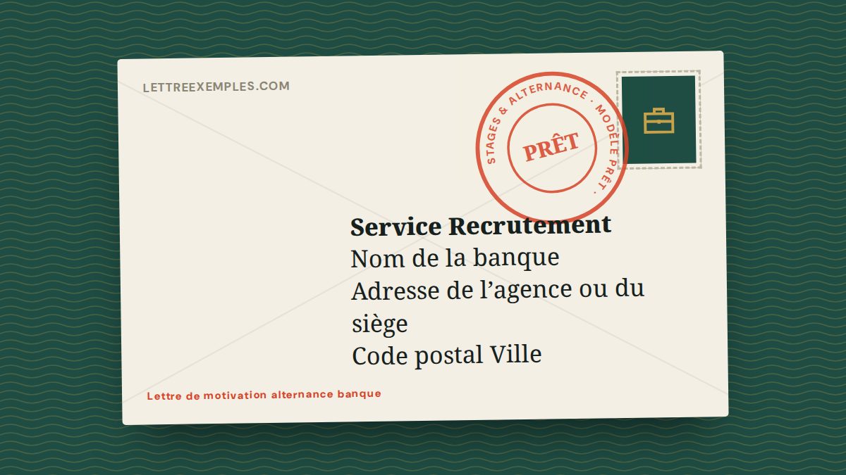 Lettre de motivation alternance banque